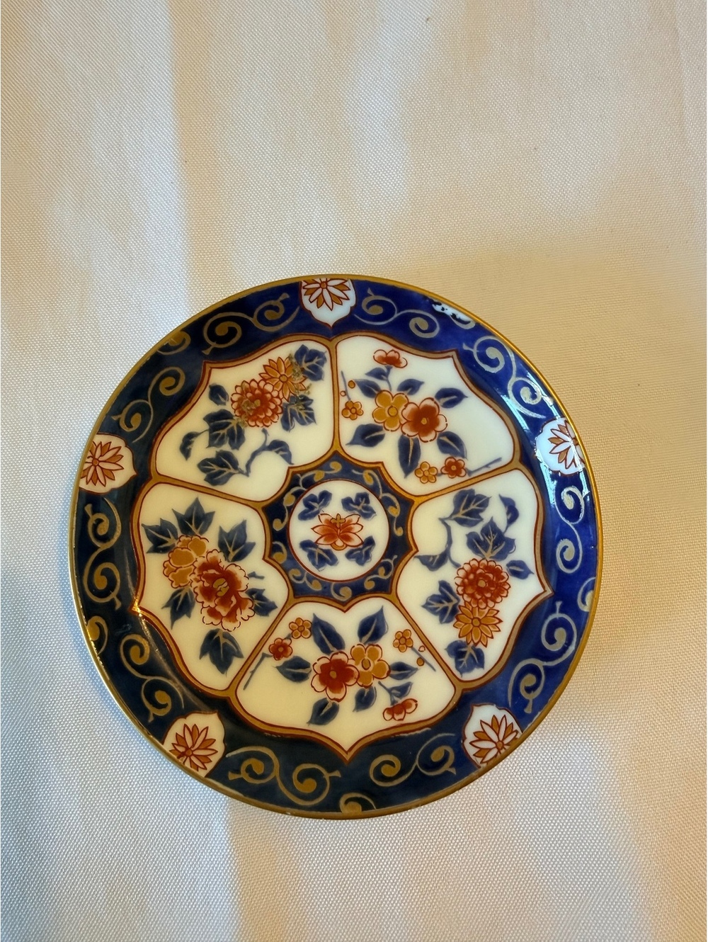 Vintage Otagiri OMC Japan Imari Porcelain Floral Plate 5” Blue Red Gold